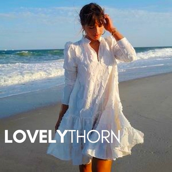 H&M // ltd ed blogger fave jacquard weave puff sleeve flare mini rocky barnes - Picture 2 of 16